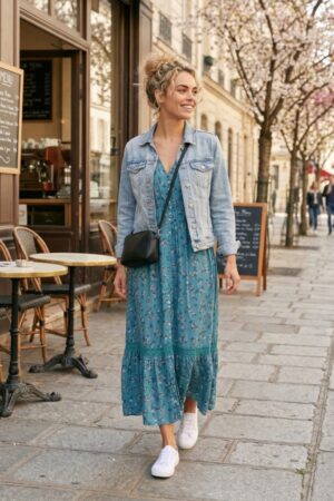 Dlouhé modré šaty