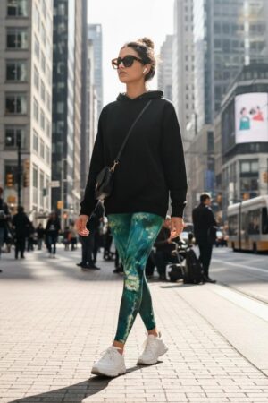 Zelené květované legíny